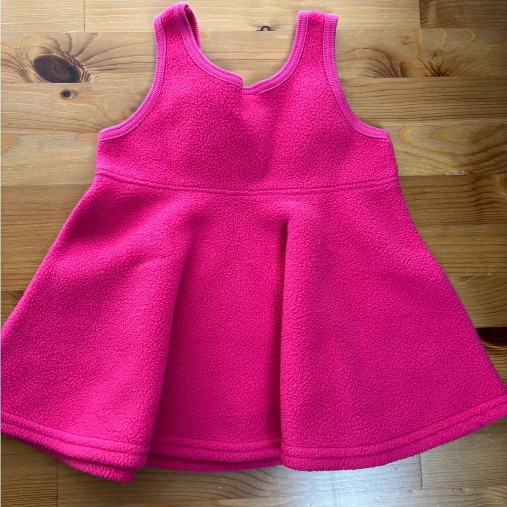 Vintage Carter's Baby Girl Pink Fleece Floral Tulip‎ Embroidery Dress Size 9-12M